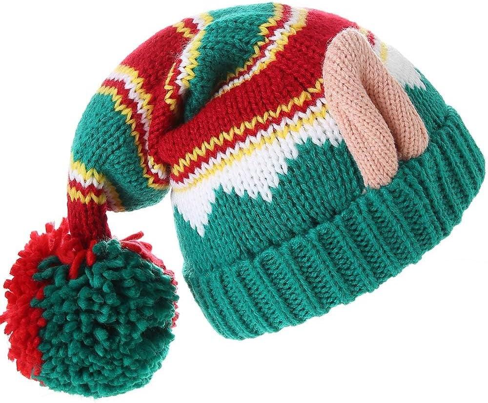 LMLALML Christmas Hats for Women, Kids and Men Elegant Knitted Warm Funny Beanie for New Year Festive Holiday Party (One Size, Christmas Stripe-adult)