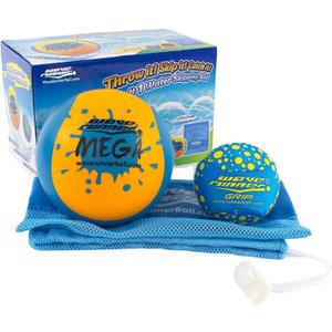 Wave Runner Water Skipping Balls 2 Pack, Soft Foam Pool Balls for Kids & Adults, Bounce Across Water, Floating Beach Toys with Mesh Bag, Summer Pool Toys for Family Vacation, Ages 6+
