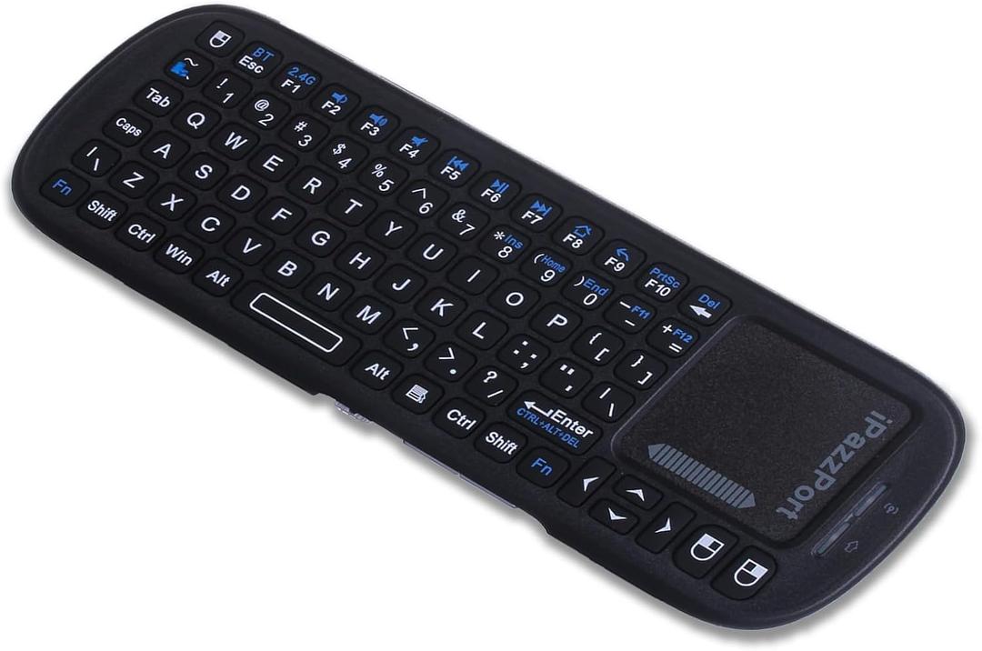 iPazzPort Mini Bluetooth Keyboard with Touchpad  Dual-Mode 2.4GHz & Bluetooth Handheld Wireless Keyboard for Smart TV (Fire TV, Android TV), Laptop, PC & Gaming Consoles  Palm-Sized, Plug & Play