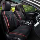 Coverado Seat Covers Full Set, Waterproof Nappa Leather Seat Covers for Cars, 5 Seats Universal Car Seat Protectors, Black Car Seat Covers Car Seat Cushions Fit for Most Cars (Black&Red)