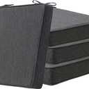 Square Corner Seat Cushions, 19" x 19" x 3", Set of 4, Indoor Outdoor Water Repellent Universal Chair Pads with Ties for Patio Furniture, Garden Deck Dining Chairs, Charcoal