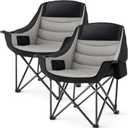 Padded Camping Chair for Adults 2 Pack Heavy Duty Oversized Portable Folding Camp Chair with Cup Holder Cooler Pockets 500lbs Support for Outdoor Beach Fishing Garden (Black & Light Gray)