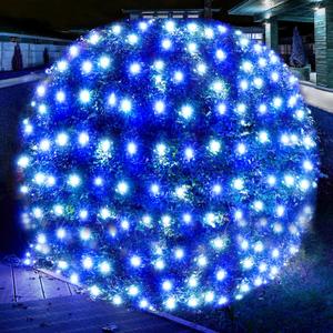 Dirnun Led Christmas Net Lights White and Blue Outdoor Christmas Lights 160LED 5ftx7ft, Connectable Outdoor Indoor Fairy Mesh Net Light for Party, Yard, Patio, Trees, Shrubs, Bushes Decorations