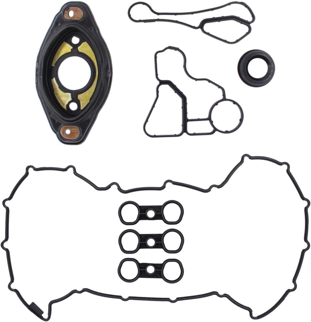 MOTOKU Engine Valve Cover Gasket Oil Filter Adapter Housing Oil Cooler Valvetronic Gaskets Camshaft Adjuster Eccentric Shaft Actuator Seal Set for BMW E60 E82 E90 E91 E61 E70 N51 N52 Engine