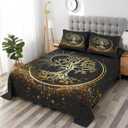 4 Pieces Queen Size Bed Sheet Sets with Pillowcases, Black Sun and Moon Soft Microfiber Bedding for Kids and Adults, Flat, Fitted Sheet for Bedroom Bed Decor