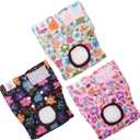 CuteBone Dog Diapers Female Washable  3 Pack Reusable Doggie Diapers Puppy Period Pants for Doggy Heat Cycle Peeing XS