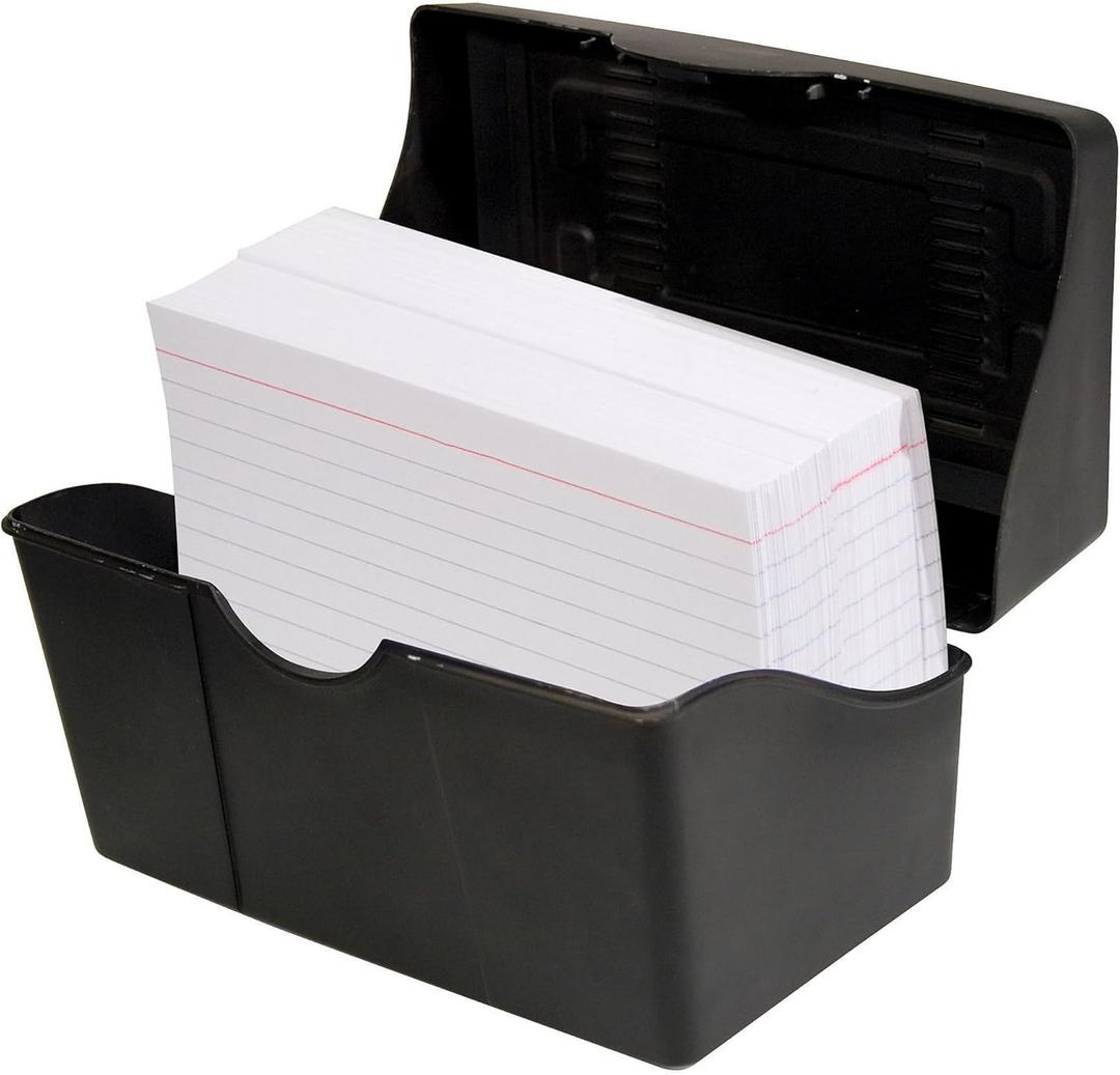 Innovative Storage Designs Plastic Card File, 350-Card Capacity, Black (5 X 8)