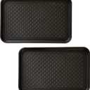 All-Weather Indoor/Outdoor Mat for Boots - Weather-Resistant Hard Plastic Shoe and Boot Tray with Raised Edge by Stalwart (Black, MEDIUM)