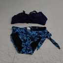AI'MAGE Womens High Waisted Bikini Sets Tummy Control Swimsuits Two Piece Swim Suits 2025 Crisscross Tie Back Bathing Suits (Medium, Blue Leaves)