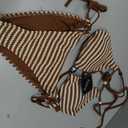 ZAFUL Women's Triangle String Bikini Set Boho Tie Side Two Piece Swimsuit Straps Halter Beads Bathing Suit (Brown, S)