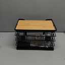 2 Pack Potato and Onion Storage Bin,Stackable Pantry Organizers and Storage with PP Liner and Bamboo Top,Kitchen Storage Organization Counter Basket for Fruits,Produce,Vegetable, Black