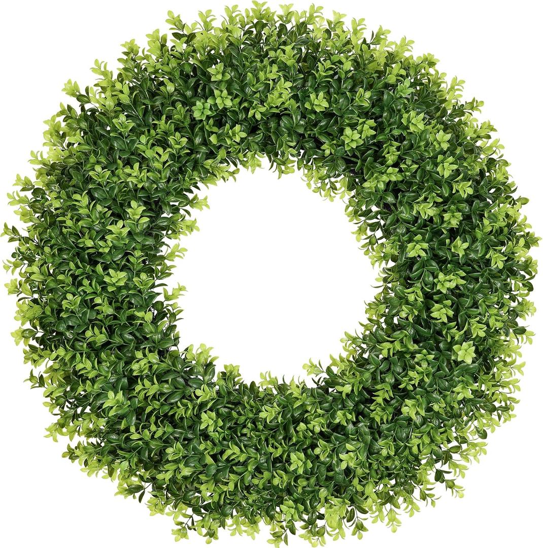 32 Inch Extra Large Boxwood Wreath Spring Summer Green Door Wreath | Artificial Wreaths for Front Door Farmhouse Wedding Window Hanging Wall All Year Round Indoor Outdoor St Patrick's Day Decor
