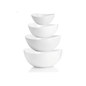 Sweese Porcelain Serving Bowls Set, 10-42 oz, Versatile for Salad, Soup, Snacks, Microwave Dishwasher Safe, White