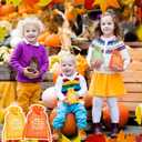 SATINIOR 36 Pcs Friendsgiving Satin Gift Bags Happy Friendsgiving Party Favors Thanksgiving Goodie Treat Candy Gift Bags with Drawstring for Thanksgiving Fall Friends Party Supplies, 5.1 x 7.1 Inch