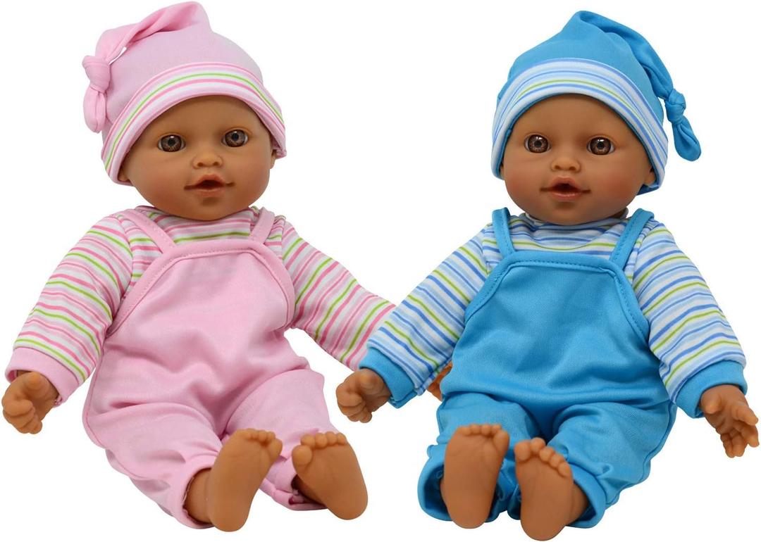 The New York Doll Collection 12" Sweet Hispanic Twin Dolls Play Baby Dolls - Doll Pacifier Included