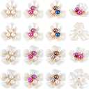 AHANDMAKER 24Pcs Pearl Rhinestone Buttons Embellishments, 6 Styles Rhinestone Flatback Beads Pearl Flower Buttons for Jewelry Making Scrapbooking DIY Crafts Wedding Hairpins Decoration (Mixed Color)