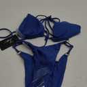Women's Two Piece Bikini Sets Sexy Halter Ring Swimsuit Triangle String Cheeky Bathing Suit (Small, Space Blue)