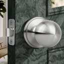 Moquin Passage Door Knob Without Lock or Key, Non-Locking Interior Round Ball Door Knob for Hallway or Closet, Satin Nickel
