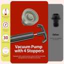Wine Vacuum Pump and 4 Stoppers with Vacuum Detection Function, Wine Pump Vacuum Stoppers with Date Record, 30-Day Freshness, Reusable Wine Savers Vacuum Pump, Wine Air Remover Pump