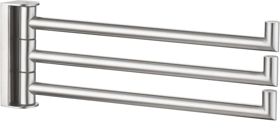 Angle Simple Swivel Hand Towel Holder 3 Bars Brushed Nickel, 304 Stainless Steel Hand Towel Rack for Bathroom Wall Mount