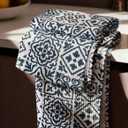 Cotton Waffle Kitchen Towels  Cute 370 GSM 16x25 Inch Terry Cloth Waffle Decorative Dishcloth for Kitchen Set of 2 with Hanging Loop Absorbent Hand Tea Towel for Home Design, Block Print