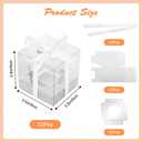 12 Pack Clear Plastic Cupcake Boxes, 3.5 Inch Silver Single Cupcake Containers Disposable Individual Cupcake Carrier Holder Box with Inserts and Ribbon Clear Boxes for Cupcakes (Silver)