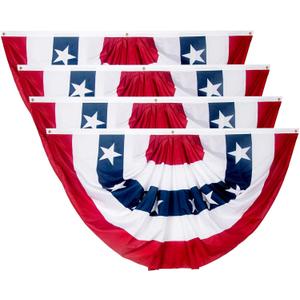 3 x 6 Ft American Flags Bunting, 4 Pack Bunting Flags Outdoor, Fourth Of July Decorations Pleated Fan Flag, Patriotic Bunting For Outside