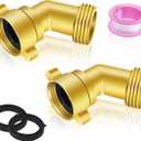 45 Degree Hose Elbow, 3/4'' GHT Garden Hose Elbow, Brass Water Hose Elbow for RV, Water Hose Connectors with Male to Female Port, 45 Degree Hose Elbow, for Garden Hoses,RV,Camper,Water Nozzles, etc