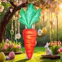 4 ft Large Easter Carrot Cardboard Cutout Easter Party Decoration Stand up Carrot Cardboard Centerpiece PVC Photo Booth Prop Backdrops for Egg Hunt Spring Party Supplies