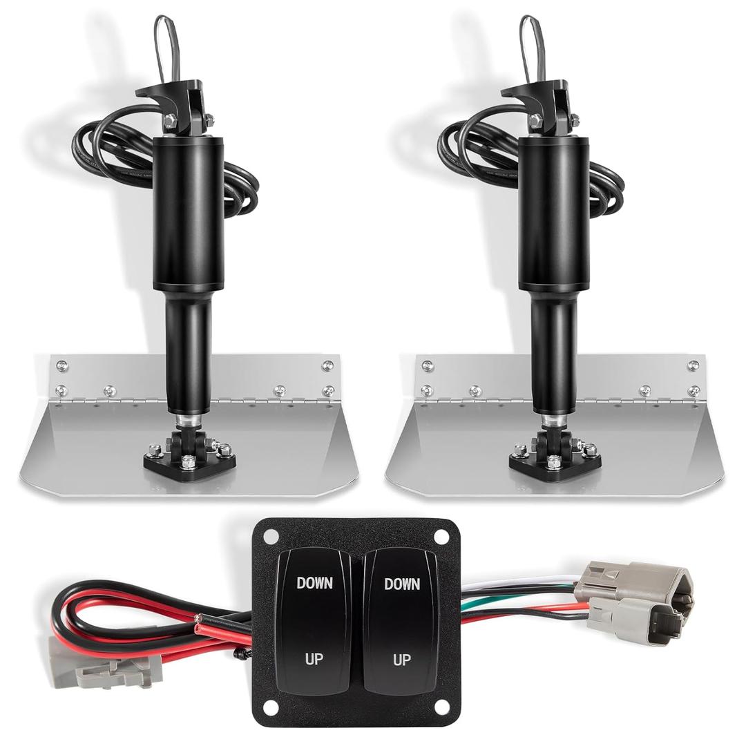 15101-104 9" x 12" Standard Trim Tab Kit 12V with Double Rocker Switch for Boat Size 16ft to 25ft 15101-104 9" x 12" Standard Trim Tab Kit 12V with Double Rocker Switch for Boat Size 16ft to 25ft