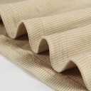 Artfish Women's Round Neck Long Sleeve Knit Ribbed Fitted Crop Top Casual Basic Shirts (Beige Tan Khaki)