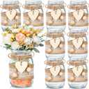Mumufy 9 Sets Mason Jar Table Centerpiece with Lace Sleeves and Heart Shaped Hemp Rope Rustic Mason Jar Vases Reception Engagement Party Bridal Shower Centerpieces Wedding Table Decorations