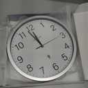 Lafocuse 12 Inch Analog Atomic Wall Clock Battery Operated, Modern Simple Silver Wall Clocks for Living Room for Kitchen Office Bedroom