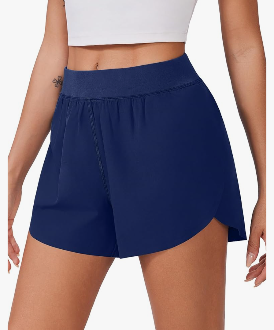 PINSPARK Womens Running Shorts High Waisted Athletic Shorts Quick Dry Exercise Workout Shorts with Mesh Liner Size XL