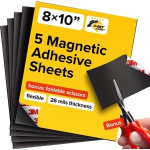 DIY Craft Magnetic Sheets with adhesive backing - 8x10" 5 pack Adhesive Sheets for Magnetic Stickers and Photos - 100% Customizable (8x10" 26 mils)