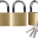 ABRAFOX Solid Brass Keyed Padlock, 3 Pack