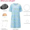 Old Lady Costume for Women Granny Costume Kit with Old Lady Nightgown Wig Grandma Costume Halloween Outfits (8-10T, Dress)