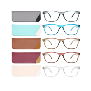 Reading Glasses Blue Light Blocking, Computer Glasses for Women Men, Fashion Square Eyeglasses 5 Pairs, +2.0