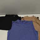 Ficerd 3 Pack Women's Sleeveless Tank Tops, Mock Neck Summer Shirts Slim Fit Stretch Basic Tops Lightweight Knit Tee (Large, Black, Haze Blue, Coffee)