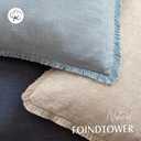 Foindtower Decorative Linen Fringe Throw Pillow Covers Cozy Boho Farmhouse Cushion Cover with Tassels Soft Accent Pillowcase for Chair Sofa Bed Living Room Home Decor, 2222 Inch,1PC,Sky Blue