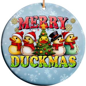Merry Duckmas Christmas Ceramic Ornament, Duck Xmas Keepsake Decoration 2025, Funny Ducks Keepsake Decor, Newborn Baby Ornament