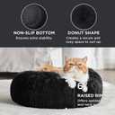 Bedsure Calming Cat Beds for Indoor Cats - Small Cat Bed Washable 20 inches, Anti-Slip Round Fluffy Plush Faux Fur Pet Bed, Fits up to 15 lbs Pets,  20"L x 20"W x 6"Th, Black
