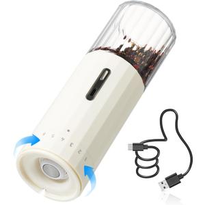 Vucchini 6 Level External Adjustable Electric Pepper Grinder Rechargeable Salt Grinder Type-C Quick Charge Large Capacity Spice Mill Acrylic Container for Home Kitchen