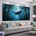 Suconvng Blue Whale Wall Art For Living Room Print Painting Canvas Art Wall Decor Picture For Bedroom Home Wall Decor Landscape Prints Paintings Modern Pictures Artwork 24 X 48 In