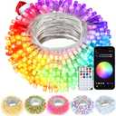 echosari Christmas String Lights, 100 LED Smart String Lights 33Ft Millions Color Changing with App, Music Sync for Yard Garden Xmas Trees Decor (Clear Cable)