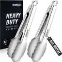 Eddeas 2 Pcs 7 Inch Small Tongs, Heavy Duty Stainless Steel Kitchen Tongs, For Cooking, Food, Buffet, Salad, Fruits, Bread, Dishwasher Safe