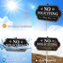 2 x T&R No Soliciting Sign for House with 42" Stake 2 Pack - 13.5"x7" .040 Rust Free Aluminum, Reflective, Waterproof, Weatherproof and Fade Resistant, 4 pre-drilled holes,Includes Matching Screws & Wrench, Easy to Mount