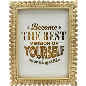 Vintage Picture Frame 6x8 Antique Brass Gold Photo Frames Baroque Art Deco with Glass Front Tabletop Display & Wall Mount (6x8 Antique Gold)