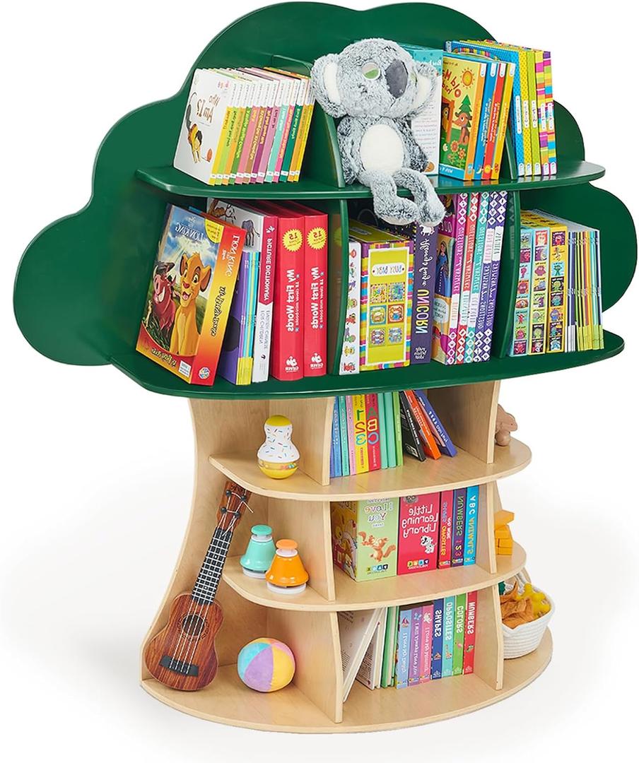 Monlurd 100% Birch Tree Bookshelf for Kids  Wooden Book Shelf for Nursery, Playroom & Daycare, Fits Oversized Picture & Board Books, Ideal Toddler Furniture for Early Learning