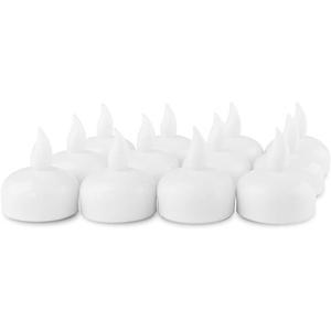 Novelty Place 12Pcs Waterproof Flameless Floating Tealights, LED Floating Candles Cool White Flickering Tea Lights - Battery Operated Candles Decoration for Wedding, Christmas, Party, Pool, Pond (White (12 Pcs))